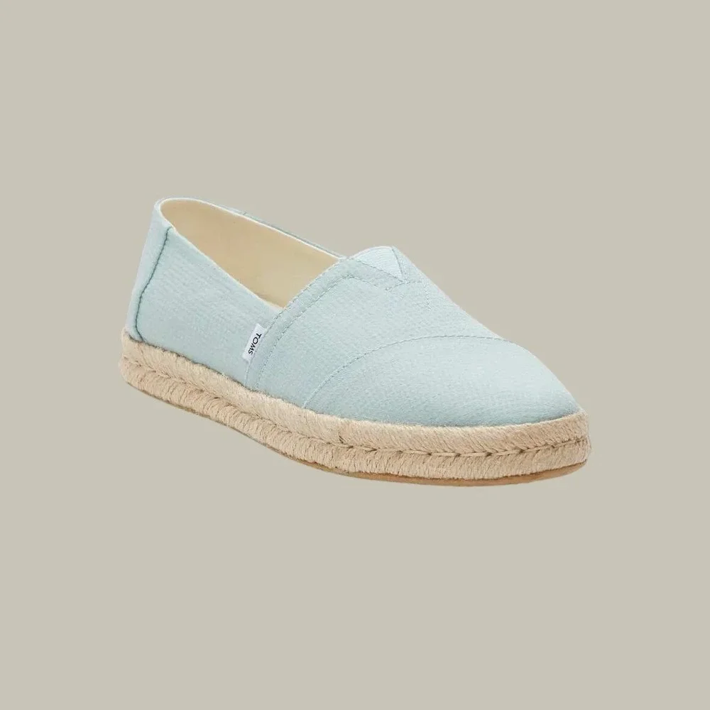 TOMS Alpargata Rope Espadrille Mint Green Textile Slip On Flats Womens Size 9.5